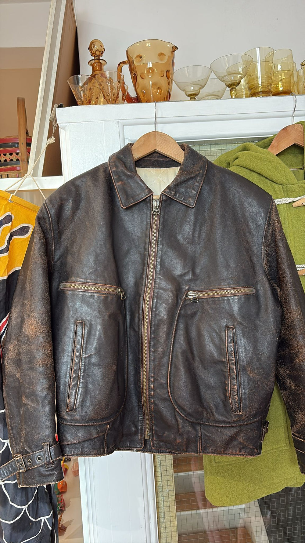 Vintage 90s Distressed Leather Jacket - D.Brown