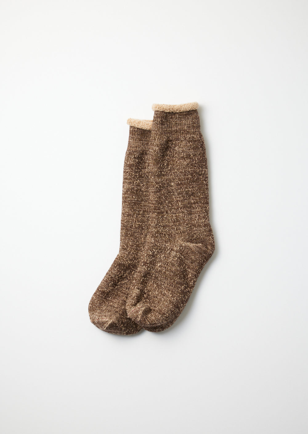 Double Face Crew Socks - D.Brown/Brown - R1001