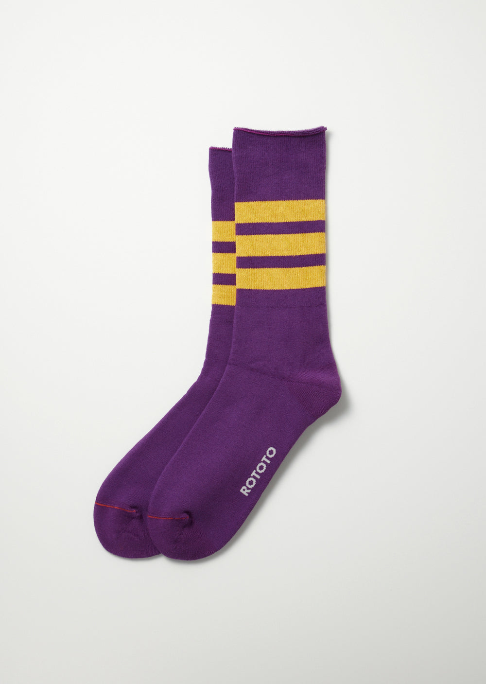 Fine Pile Striped Crew Socks - Purple/Yellow - R1399