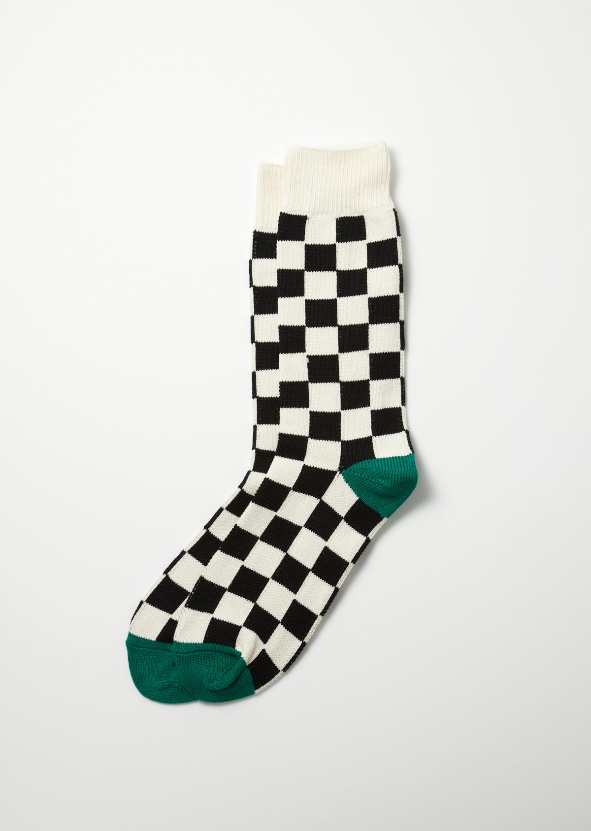 Checkerboard Crew Socks - IVR/DBLK - R1495