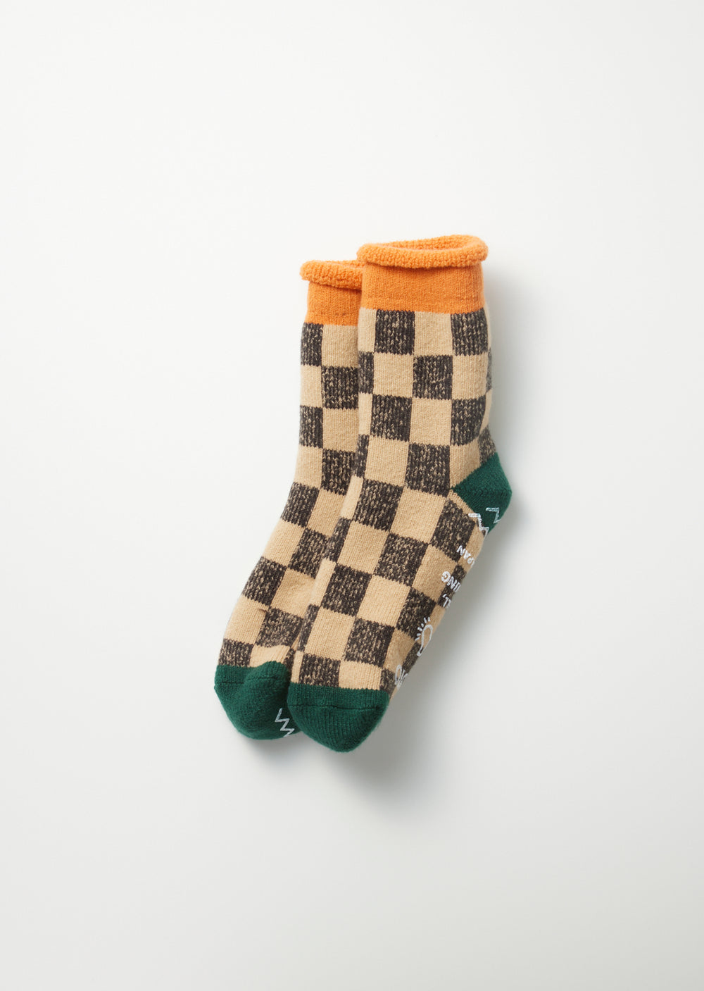 Pile Room Socks Checkerboard - L.Orange/D.Green - R1497