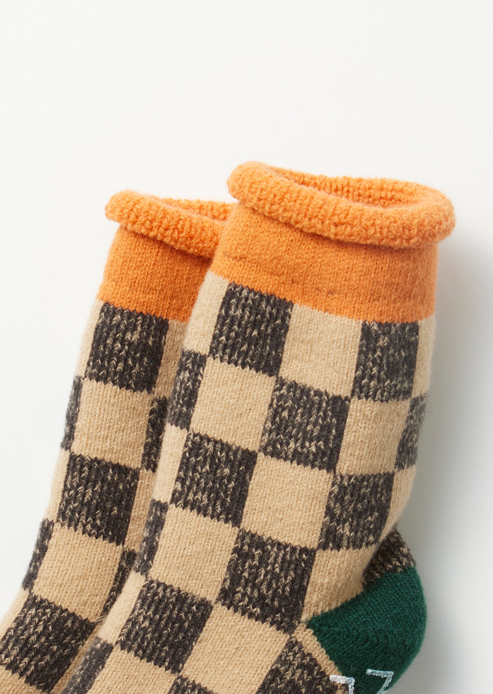 Pile Room Socks Checkerboard - L.Orange/D.Green - R1497