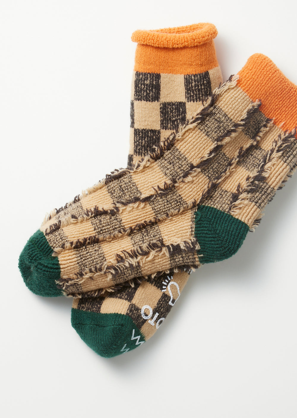 Pile Room Socks Checkerboard - L.Orange/D.Green - R1497