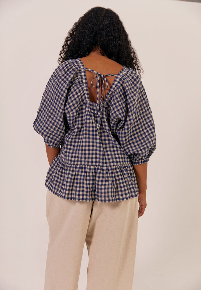 
                  
                    Fara Top - Navy Check
                  
                