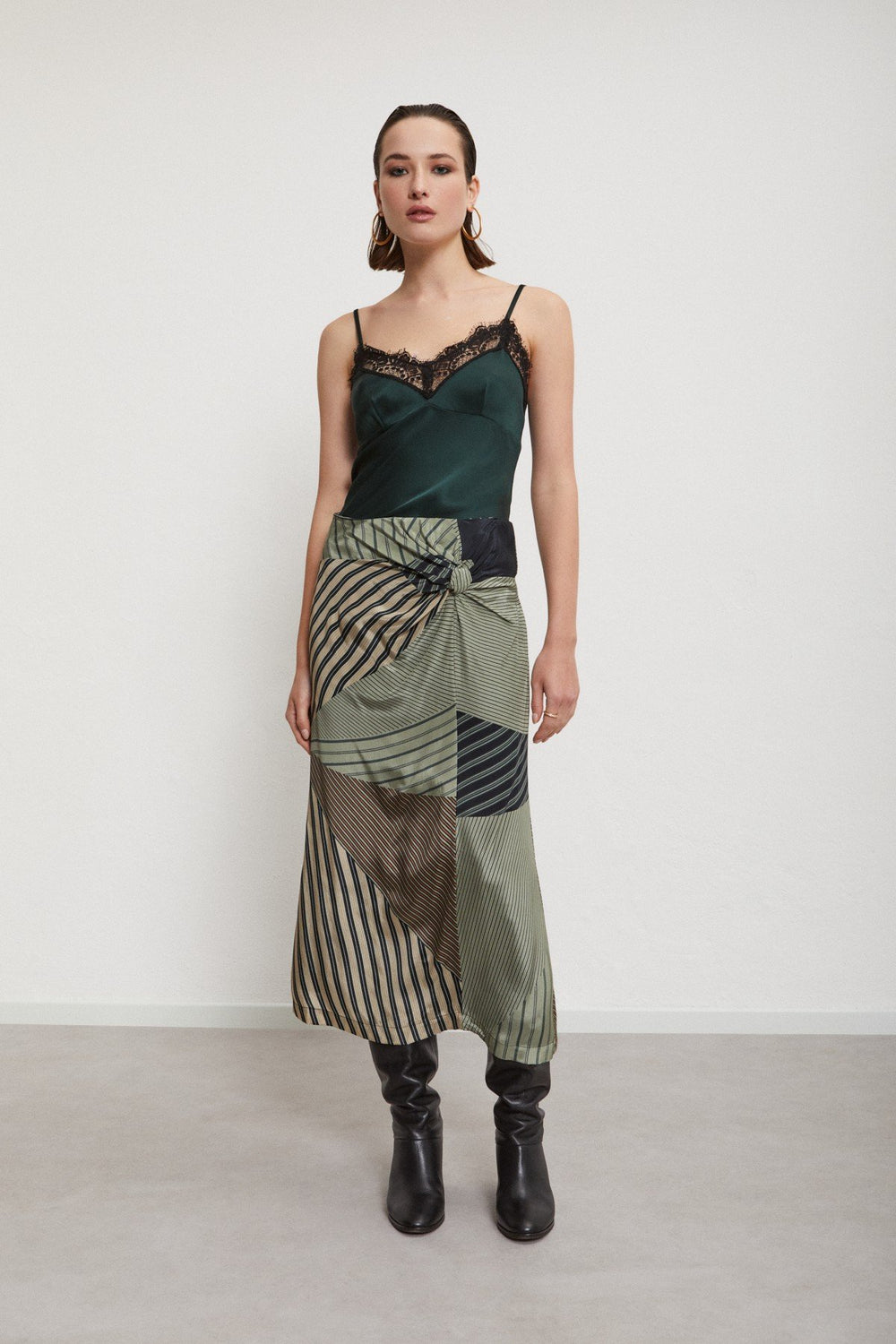 Stripe Midi Skirt - Stone