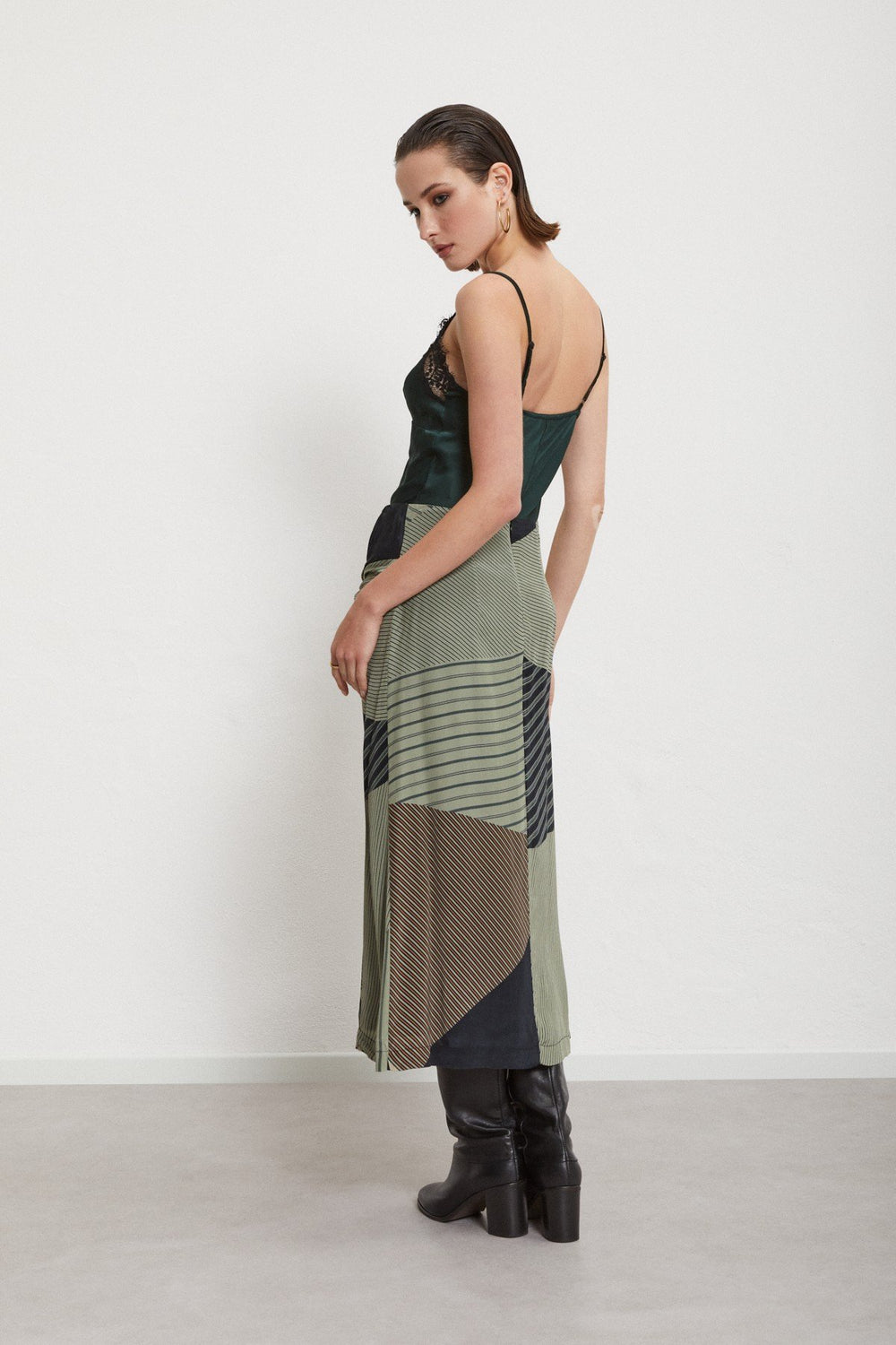 Stripe Midi Skirt - Stone