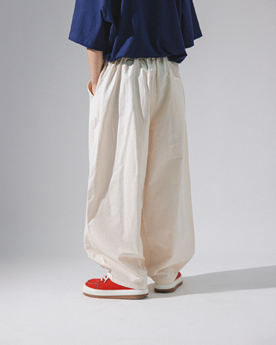 Unbalance Long Tuck Balloon Pant - Ivory