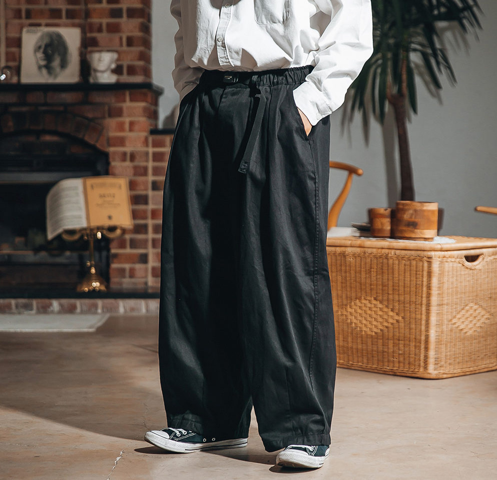 Twill Cotton Belt Balloon Pants - Black – Curated Goods Ltd