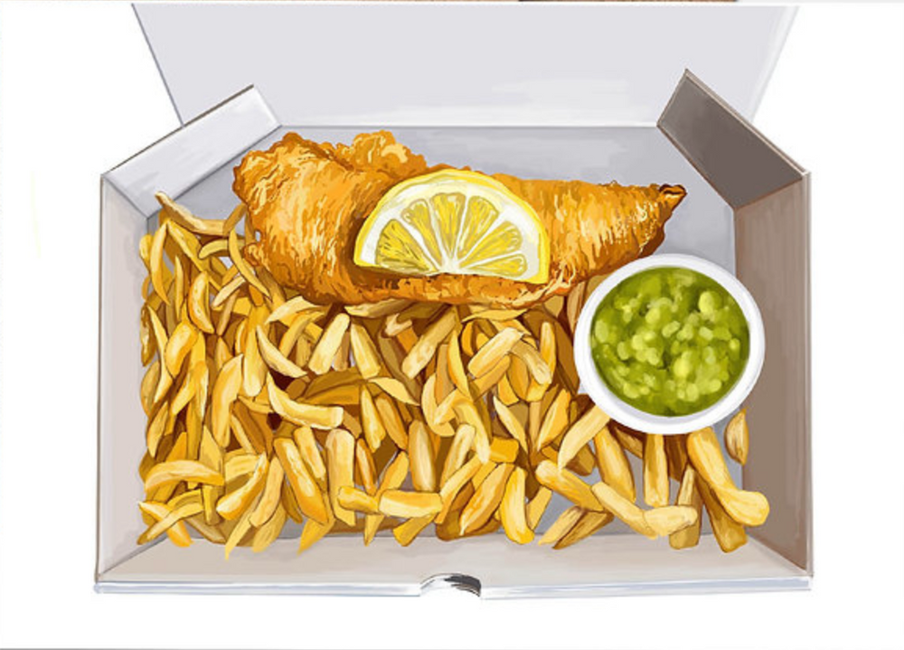 Fish & Chips Greetings Card