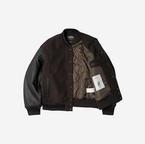 Cowhide Leather Varsity Jacket - Brown – Curated Goods Ltd