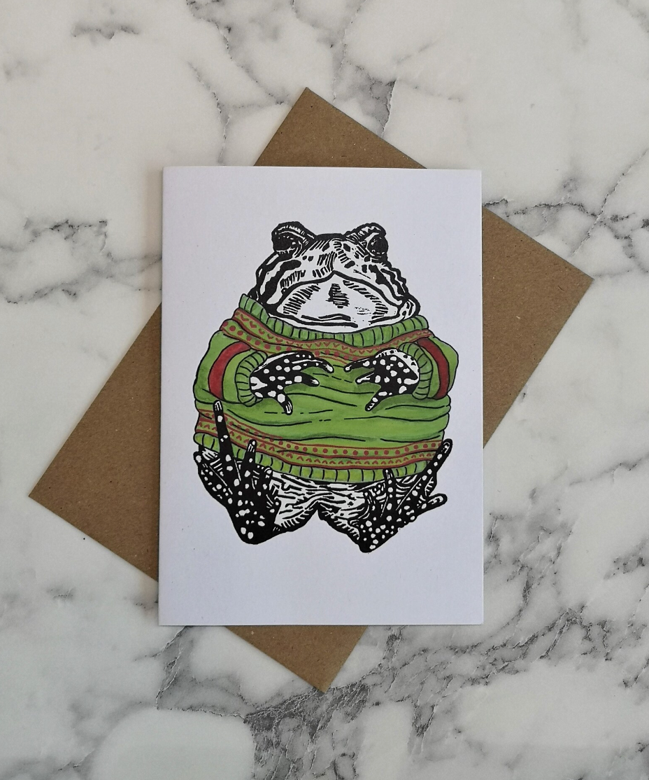 Festive Jumper Toad Christmas Card