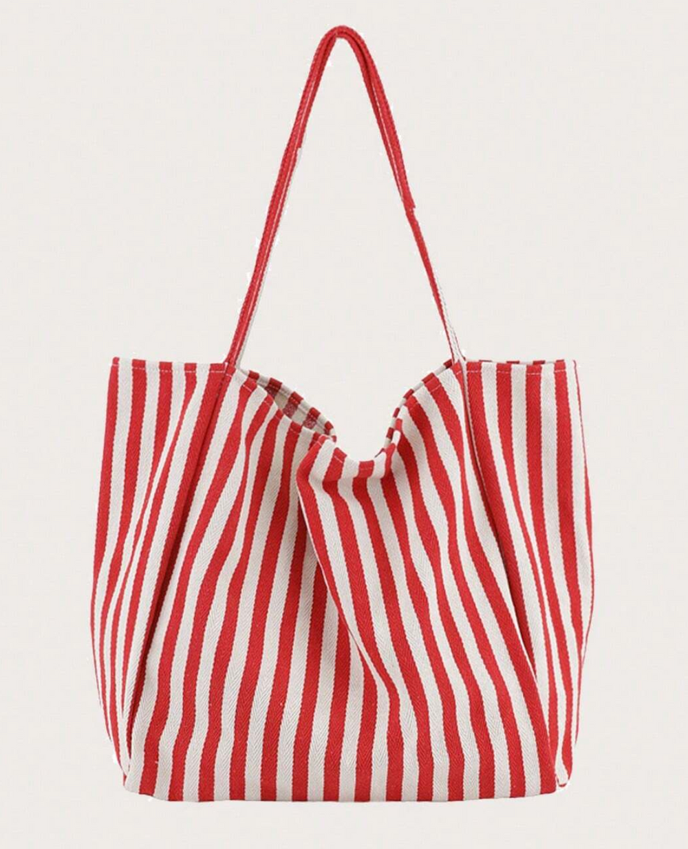 Stripe Beach Bag - Red/Cream