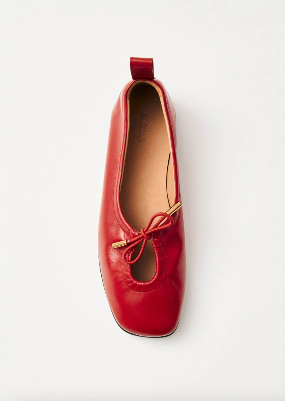 Rosalind Leather Ballet Flats - Red