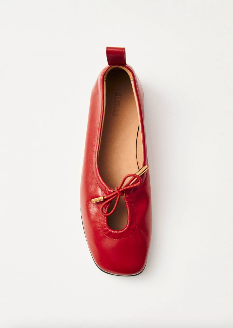 Rosalind Leather Ballet Flats Red Curated Goods Ltd
