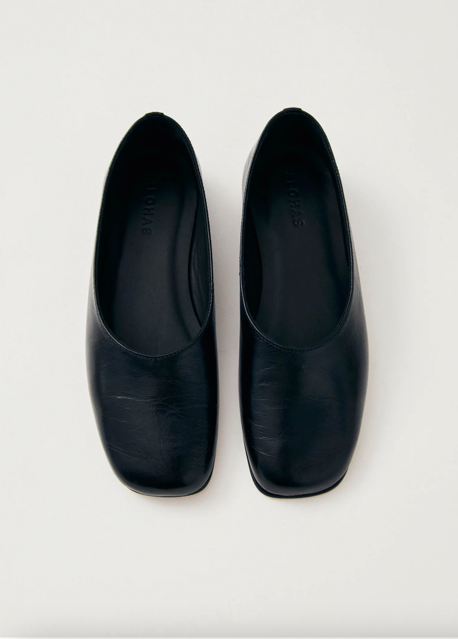 
                  
                    Edie Leather Ballet Flats - Black
                  
                