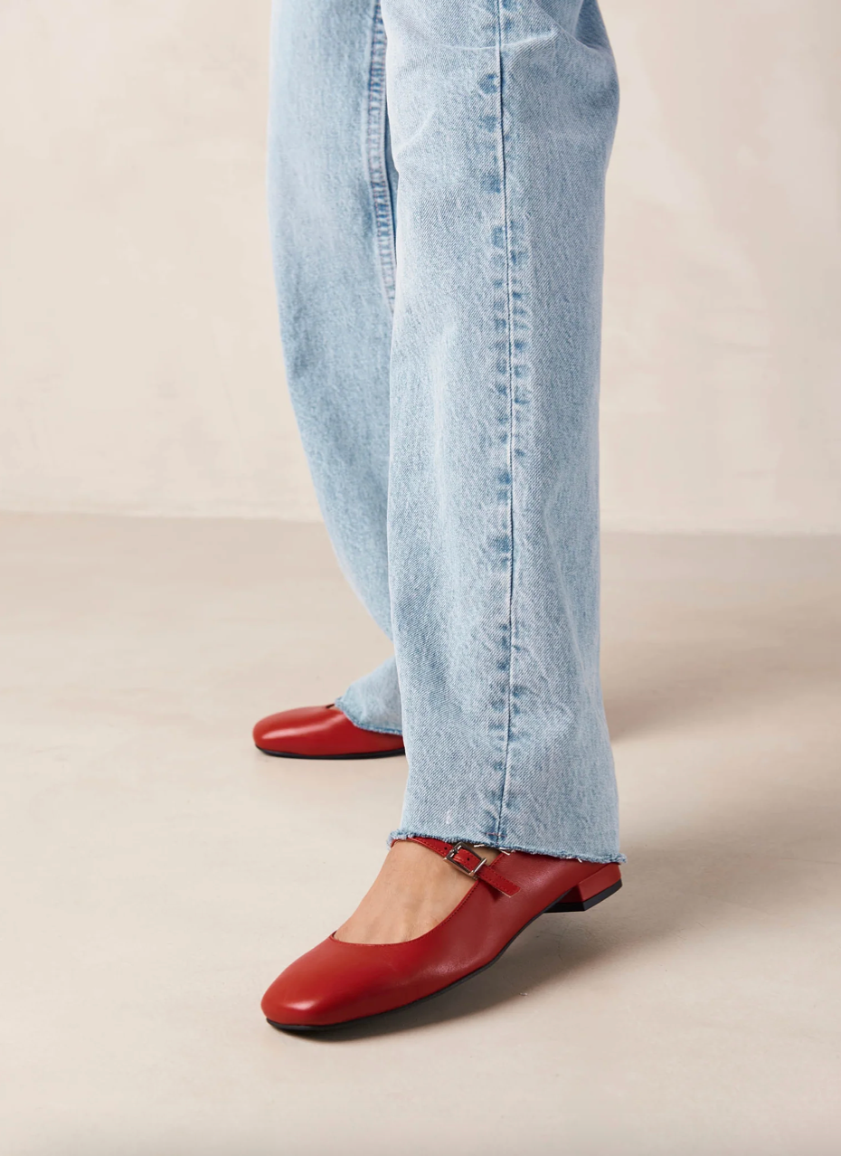 
                  
                    Por Do Sol Leather Ballet Flats - Red
                  
                