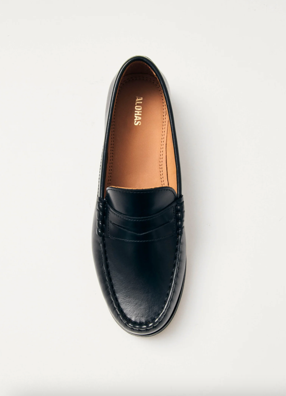 Rivet Leather Loafers - Black