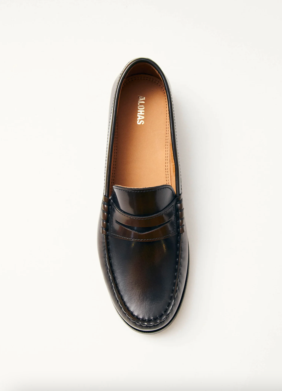 Rivet Leather Loafers - Coffee Brown