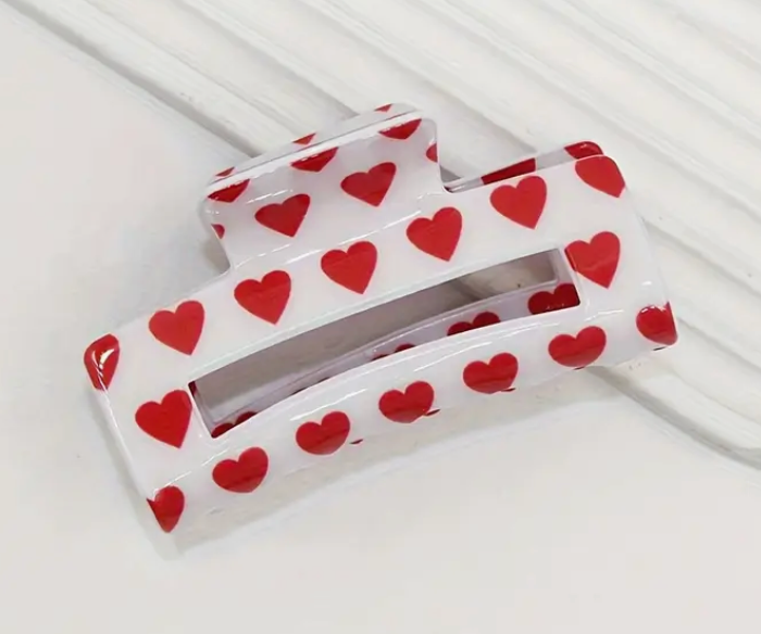 Heart Pattern Clip - Red/White