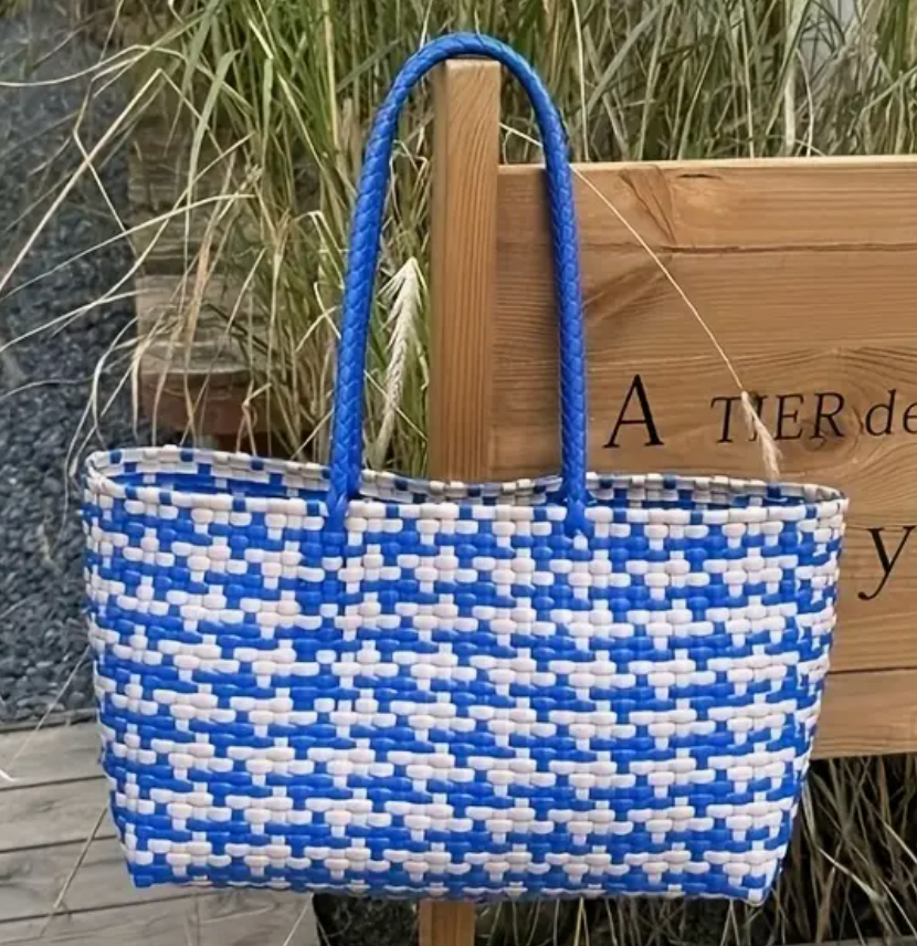 Woven Bag - Blue/White