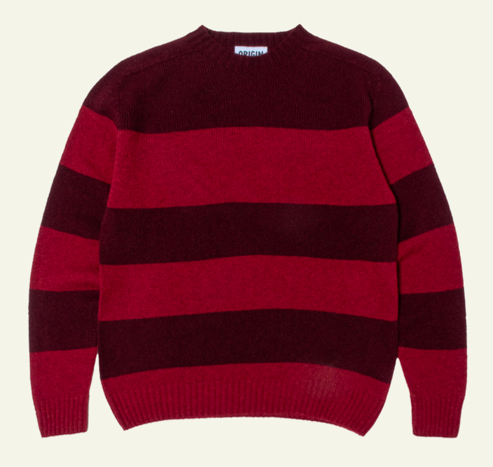 Seamless Stripe Crew Neck - Port/Russet Red