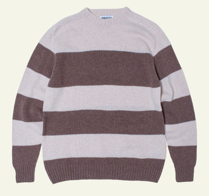 Seamless Stripe Crew Neck - Swansdown/Wildebeast