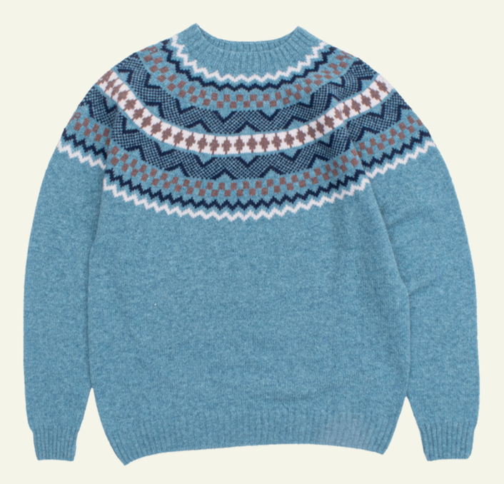 Soho Yoke Knit - Blue/Camel/White