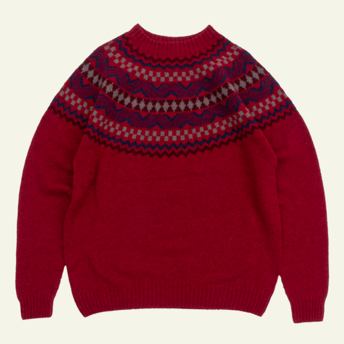 Soho Yoke Knit - Red/Blue/Grey