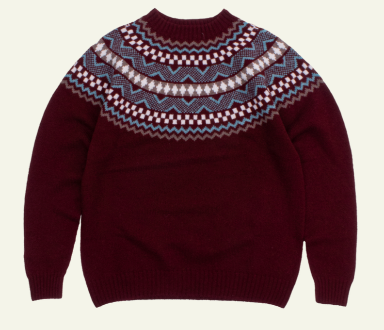 Soho Yoke Knit - Burgundy/Blue/White