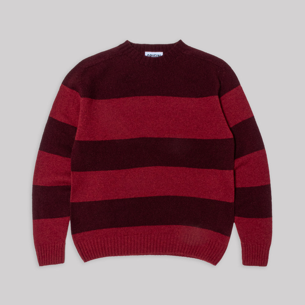 Seamless Stripe Crew Neck - Port/Russet Red