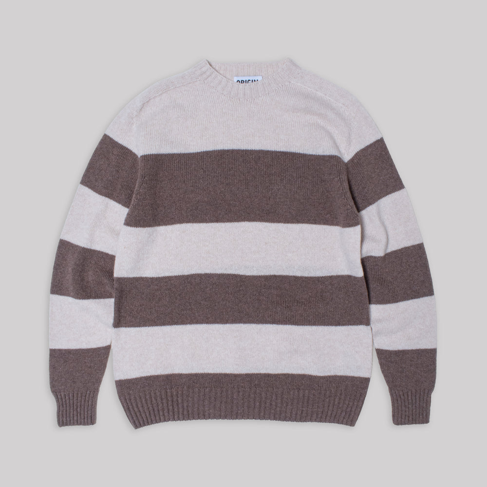 Seamless Stripe Crew Neck - Swansdown/Wildebeast