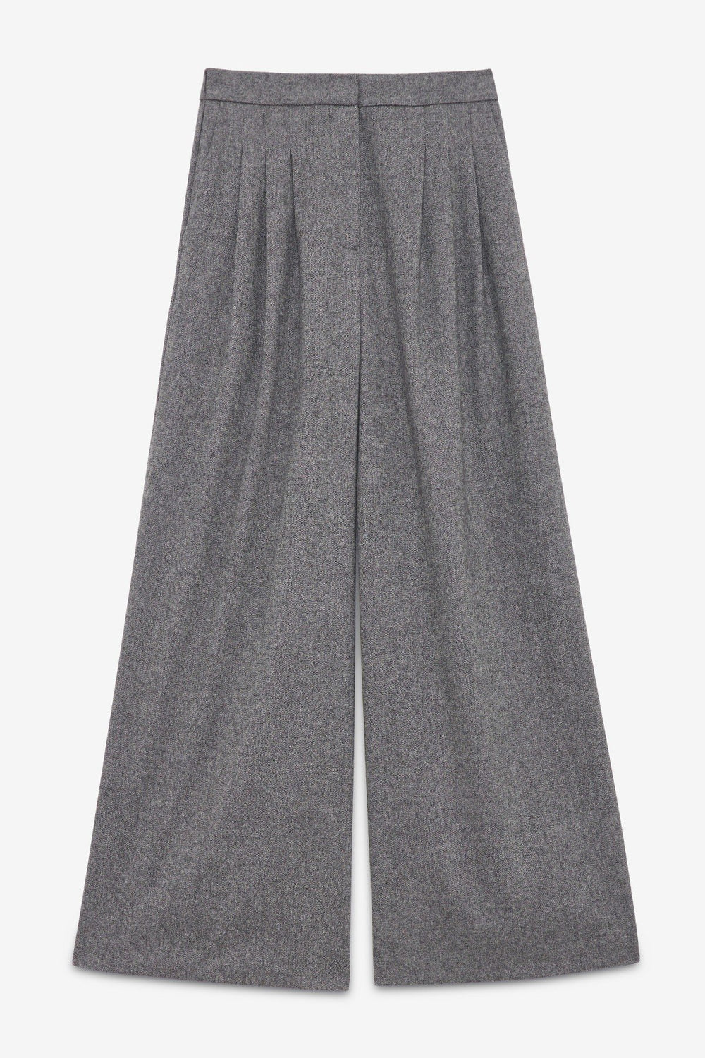 Wool Blend Pleat Trouser - Bianco/Nero