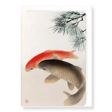 Carps and Pine: Japanese Greeting Card