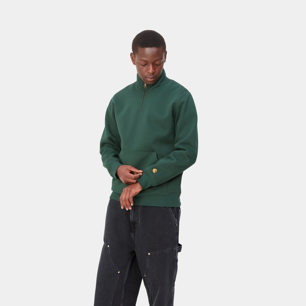 Chase Neck Zip Sweat Discovery Green Gold Curated Goods Ltd