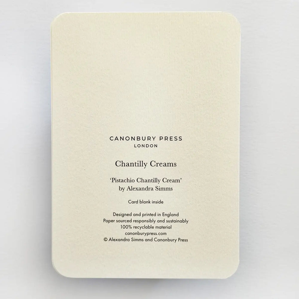 
                  
                    Pistachio Chantilly Cream Greeting Card
                  
                
