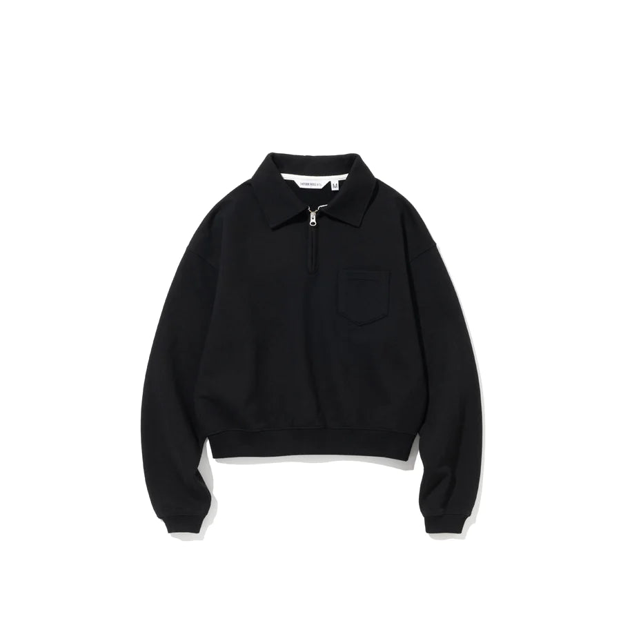 Half Zip Up Sweatshirt - Black