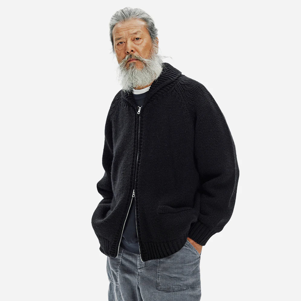 
                  
                    Heavy Cowichan Zip Up Cardigan - Black
                  
                
