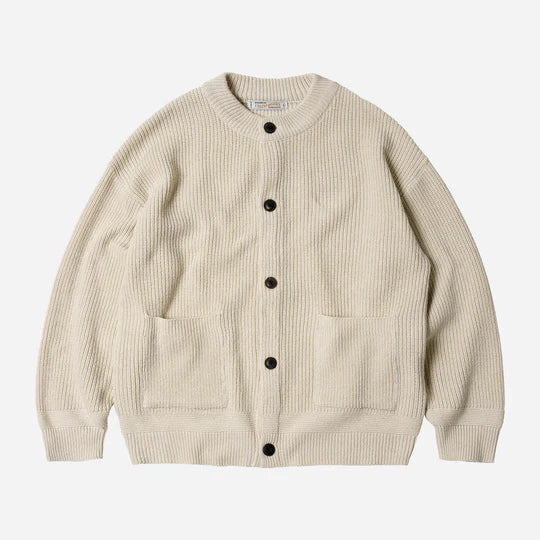 Heavy Wool Round Cardigan - Cream