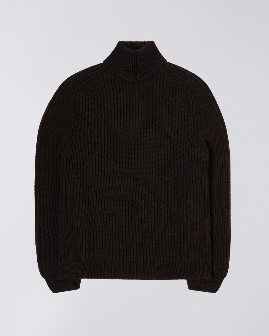 Roni High Collar Sweater - Dark Brown