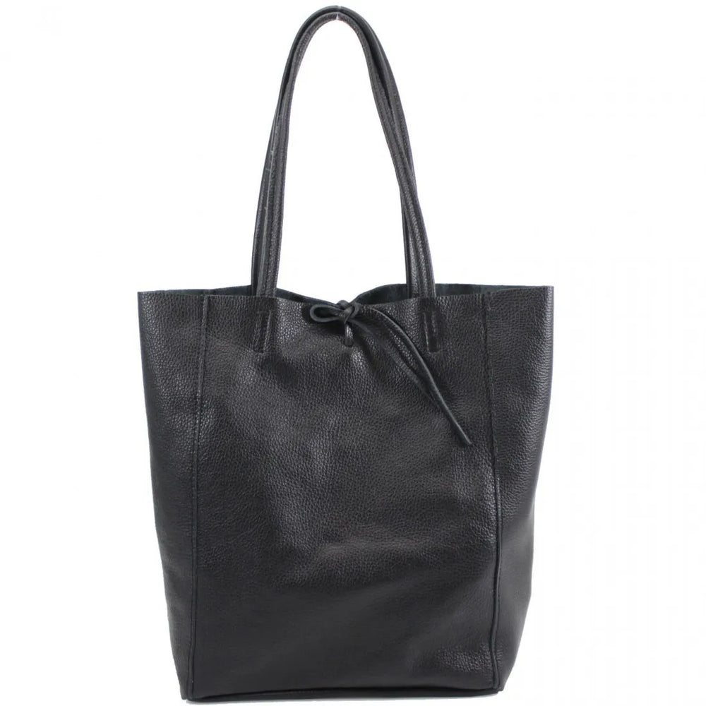 Leather Bucket Bag - Black