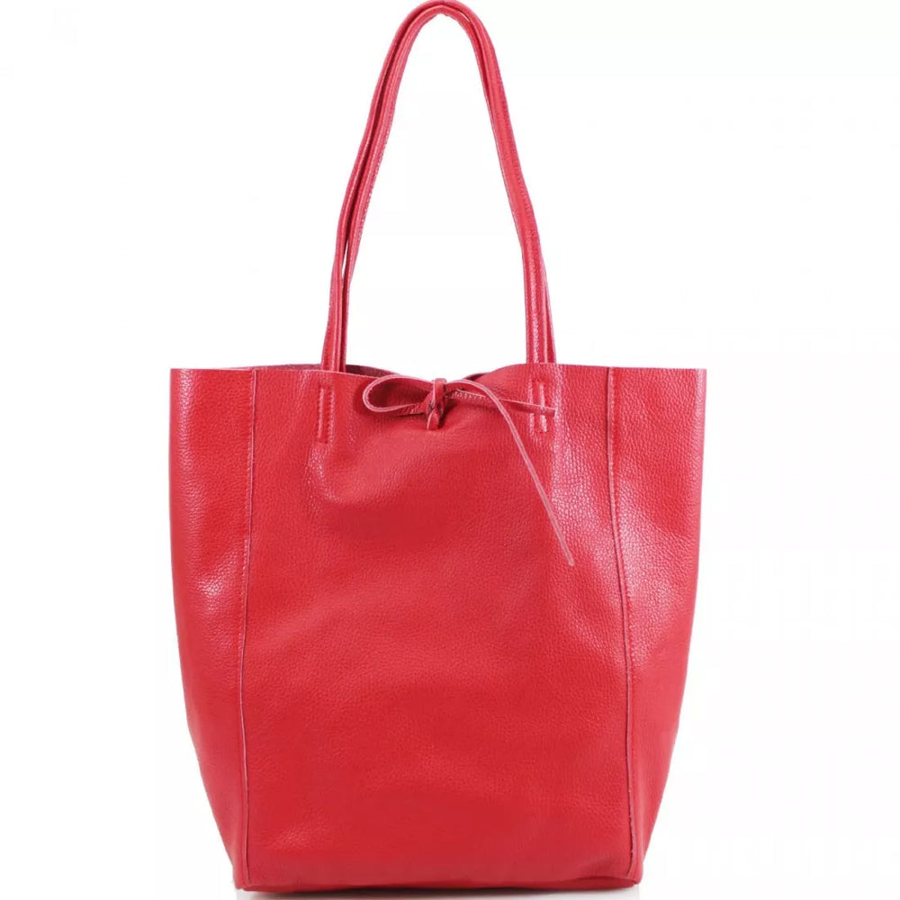 Leather Bucket Bag - Red