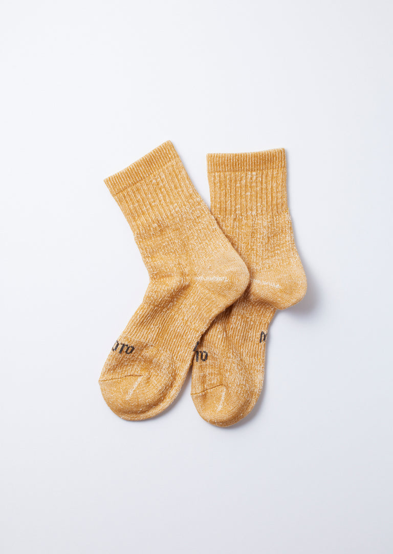 R1380 - Double Face Mid Socks 'Organic Cotton' - Yellow