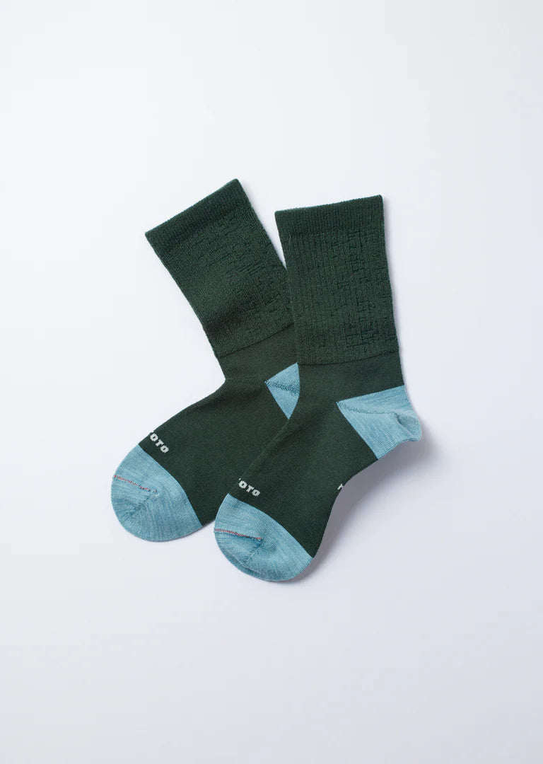 R1376 - Hybrid Crew Socks 'Merino Wool' - D.Green/L.Blue