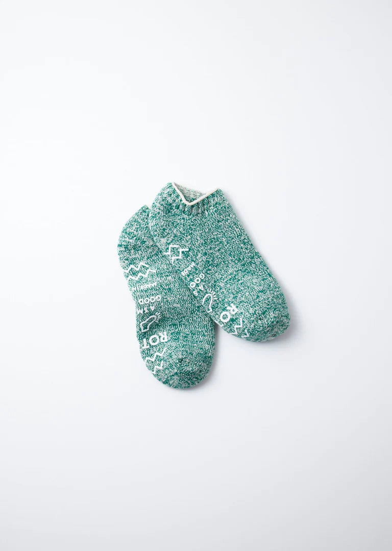 R1361 Recycled Cotton Pile Sockslipper - Ivory/Green