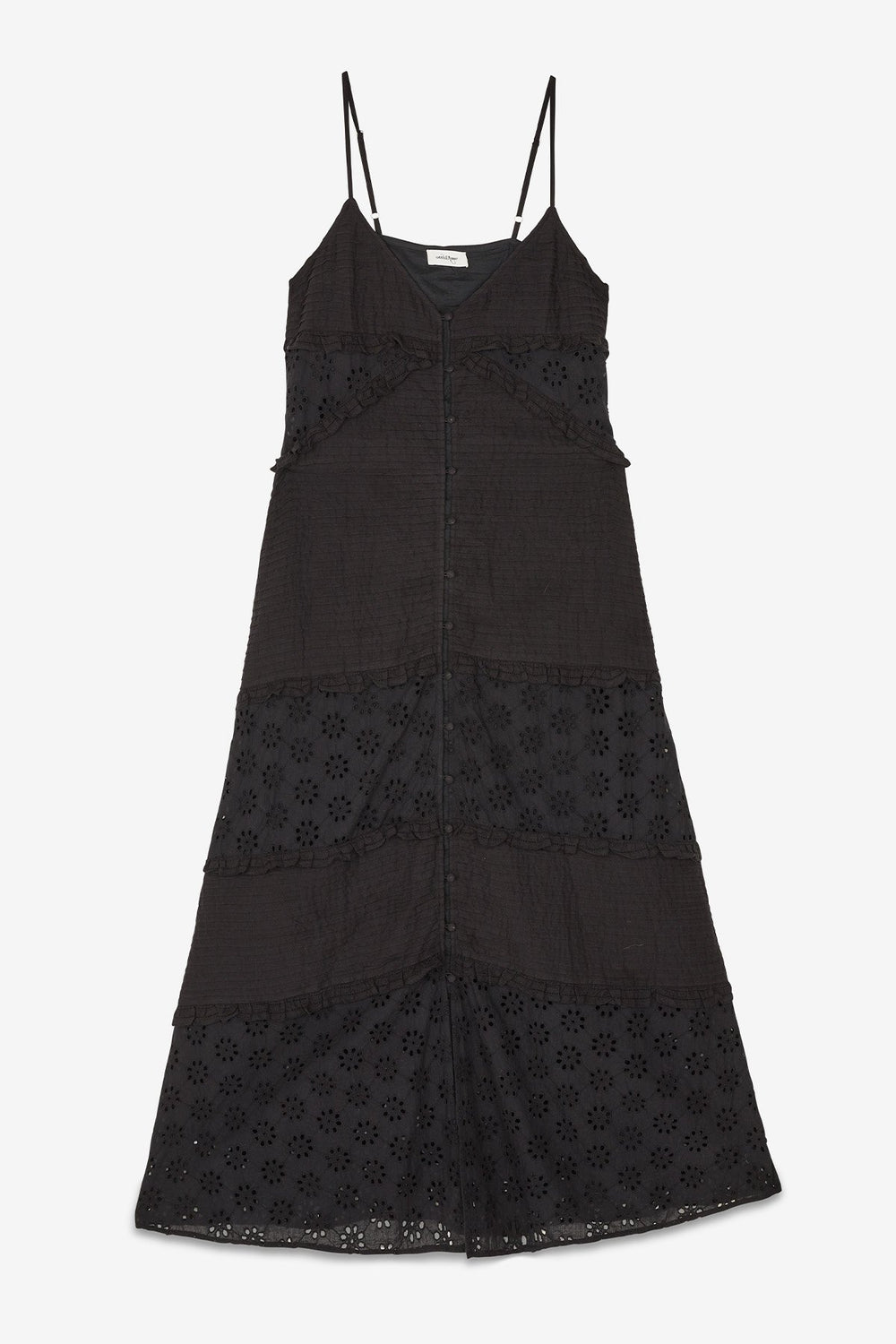 Broderie Anglaise Dress with Ruffles - Nero