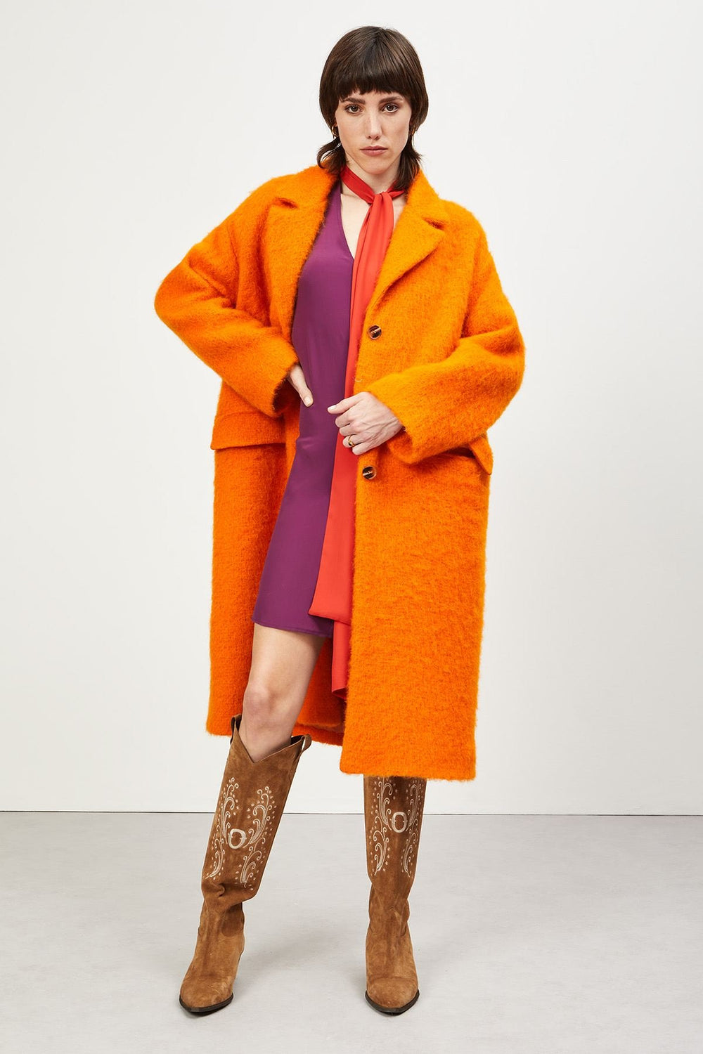 Wool-Blend and Mohair Coat - Arancione
