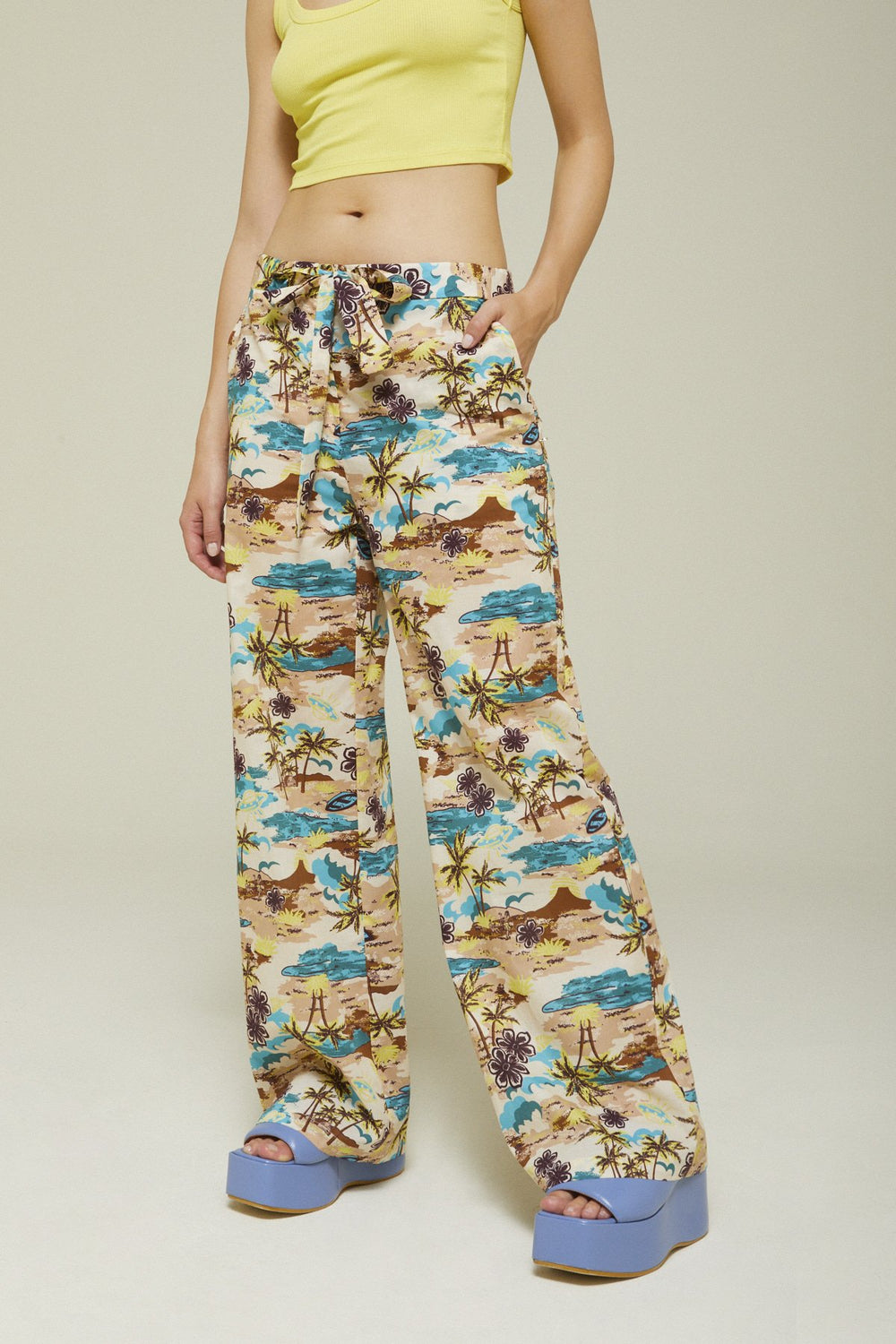 Printed Cotton Trousers - Hawaii Print