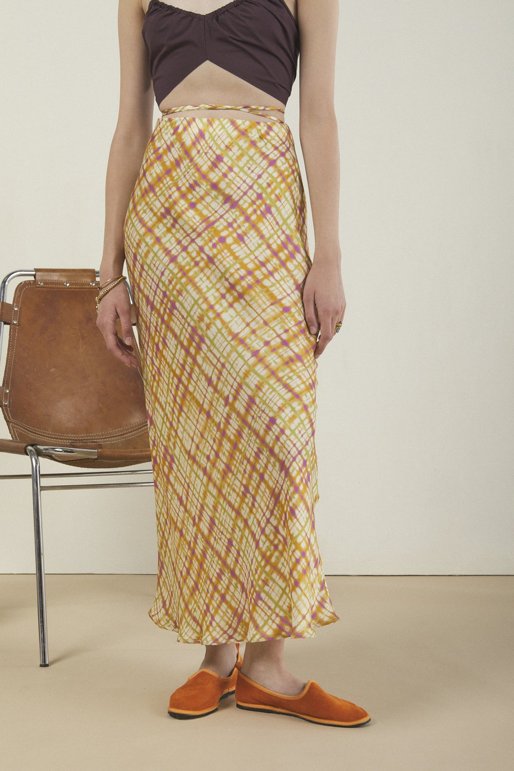 Long Slip Skirt - Zafferano (patterned)