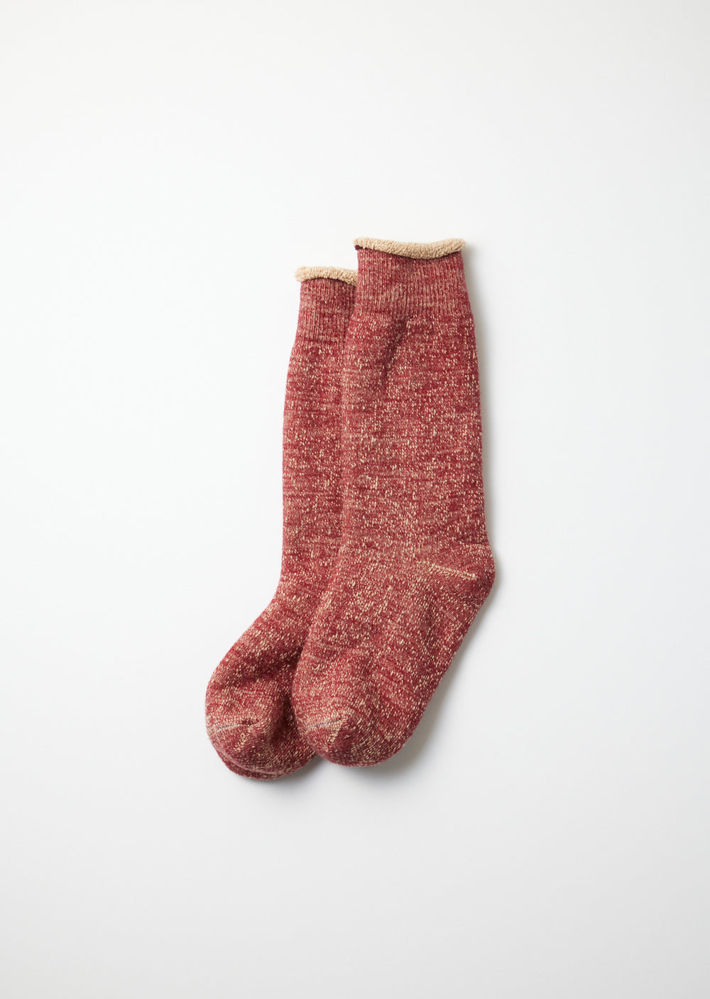 Double Face Crew Socks - D.Red/Brown - R1001