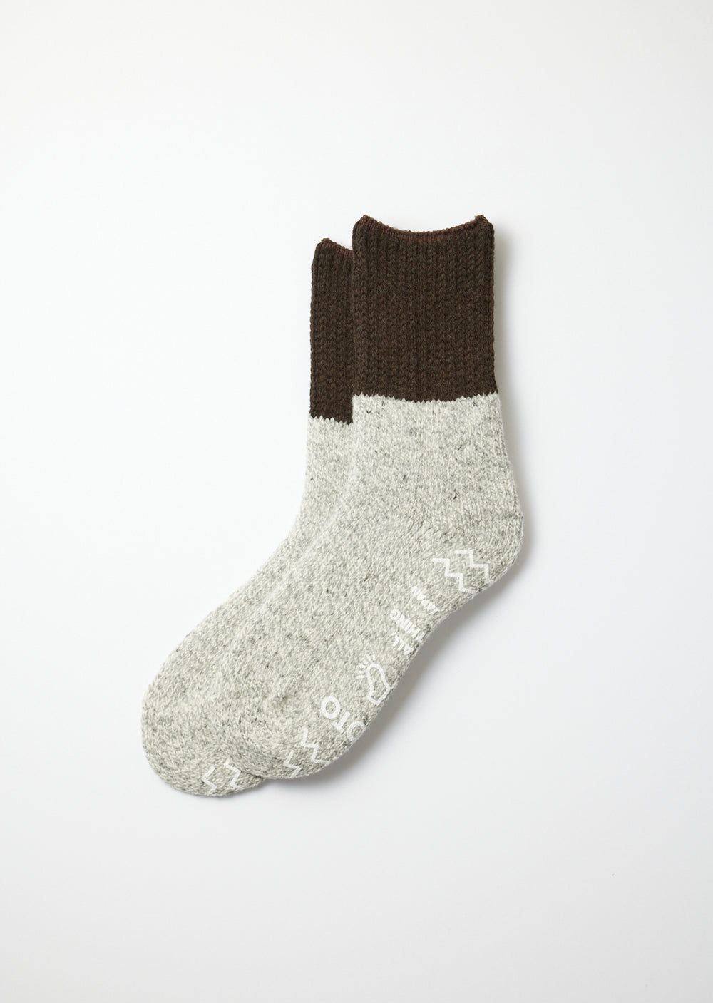 R1435 Retro Winter Room Socks - D.Olive/Grey